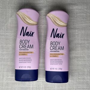 2 Bottles Of Nair Body Cream Hair Remover Rich Cocoa Butter & Vitamin E - NEW